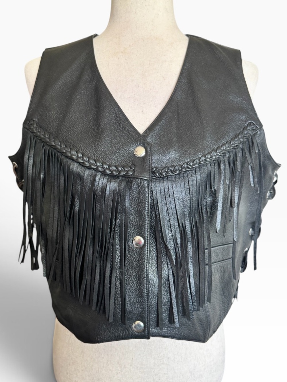 Vintage Frontier Leather Back Fringe Vest Jacket